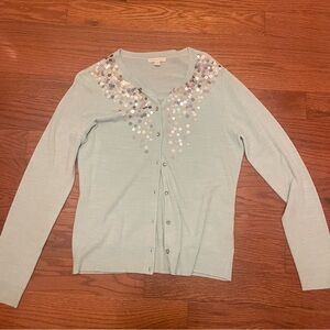 New York & Company Light Blue Sequin Cardigan